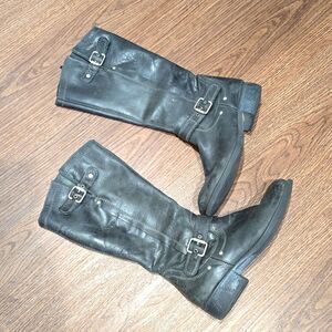Eric Michael Made in Portugal Leather Black buckle knee high riding boots size 8